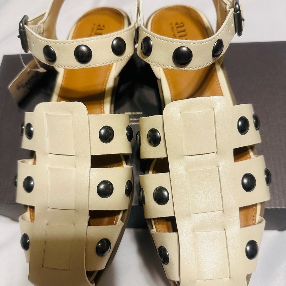 Anna Beige Sandals with Dark Studs